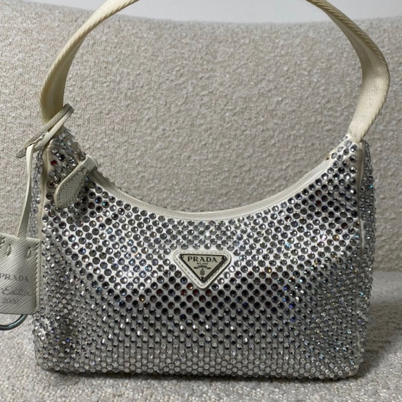 Authentic Prada Re-Edition Satin mini-bag with crystals - Picture 1 of 16